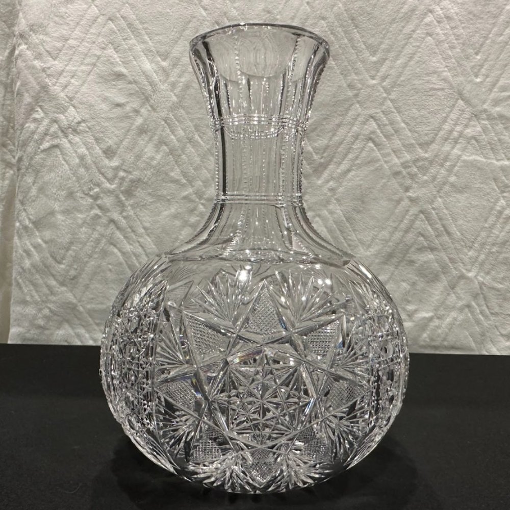 American Brilliant Period(ABP) Cut Crystal Wine Starburst Decanter/Carafe 9"Tall